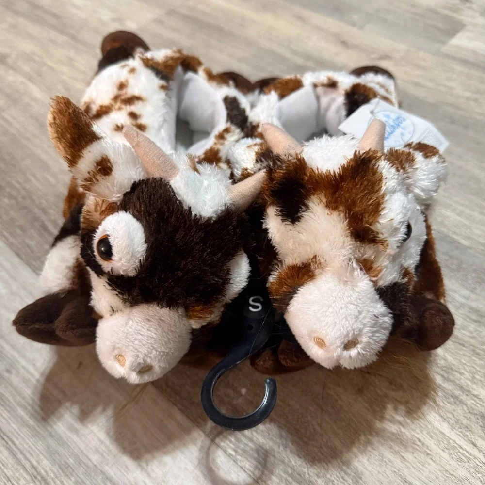 Wishpets Cow Slippers Toddler Kids Size Small Plush‎ Animal Boots